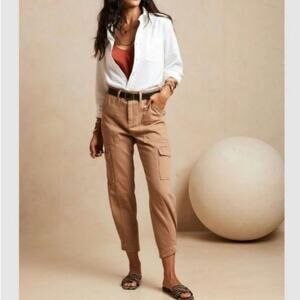 Banana Republic Relaxed Surplus Cargo Utility Pant Crop Tan Khaki Casual 4
